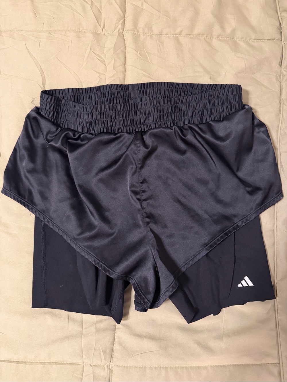 adidas Black Layered Athletic Shorts with Built-In Liner